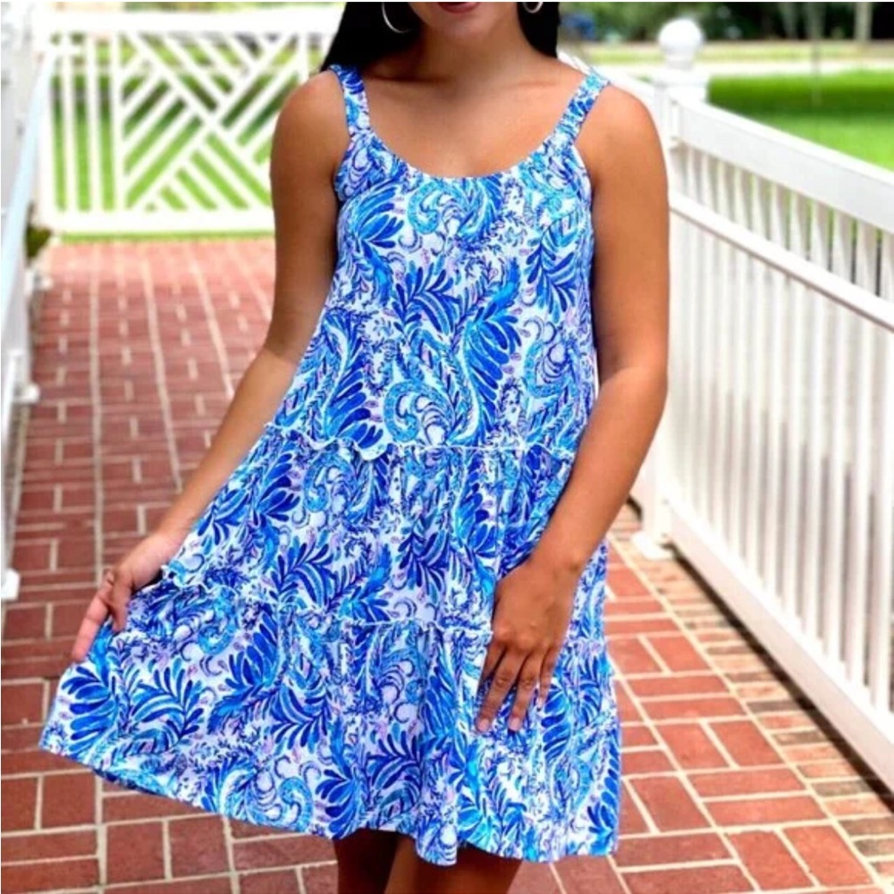Lilly Pulitzer Loro Dress Baha Blue Bird is The Word Print
